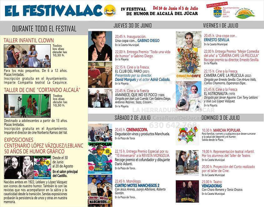 Programación del Festivalaco de 2022 en Alcalá del Júcar