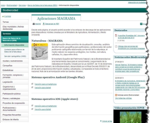 App Magrama Naturaleza del Ministerio de Agricultura, Alimentacion y Medio Ambiente