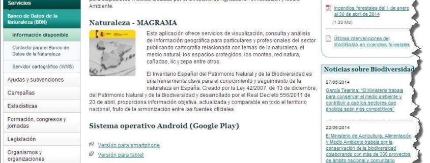App Magrama Naturaleza del Ministerio de Agricultura, Alimentacion y Medio Ambiente