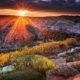 Puesta de sol en otoño desde el mirador de la Recueja